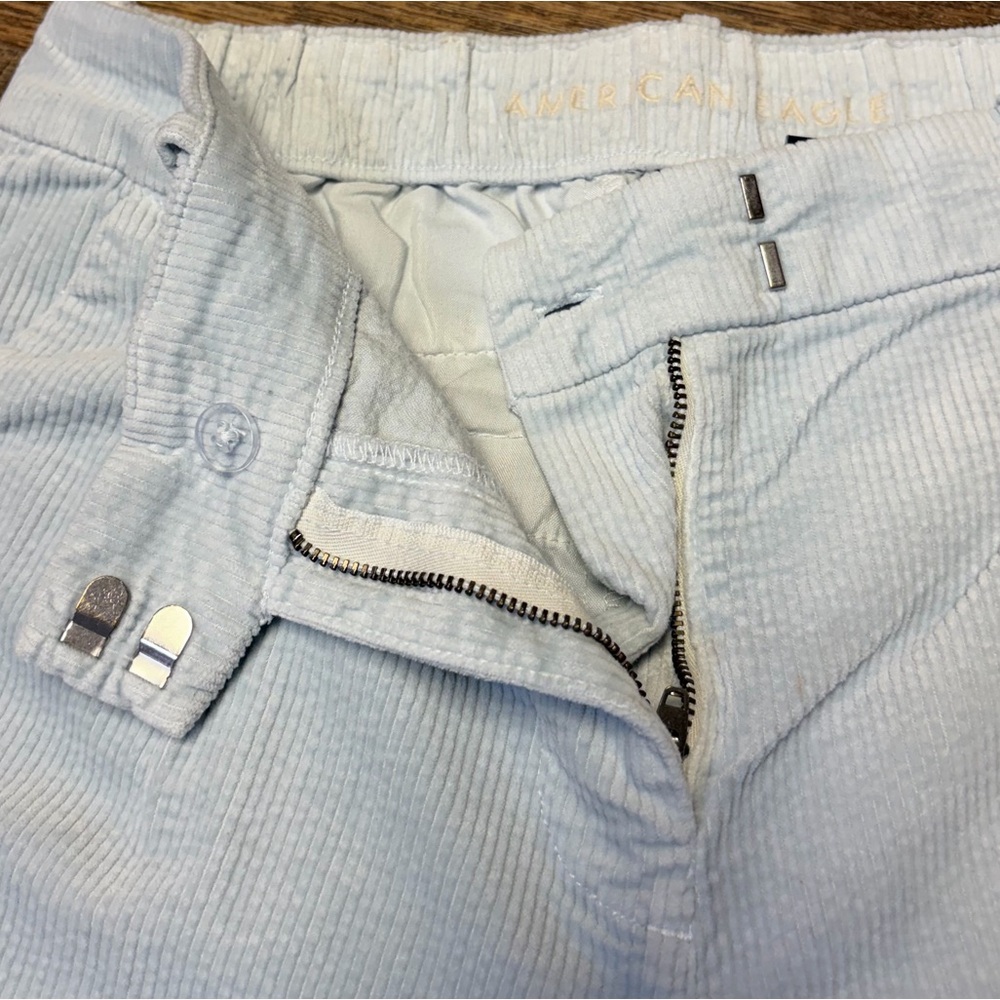 American Eagle Wide Leg Trouser Pants Womens 4 Light Blue Corduroy Baggy - Picture 10 of 13